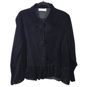 Vintage Carol Anderson II Blouse Women's 18W Black Velvet Peplum Hem Whimsigoth